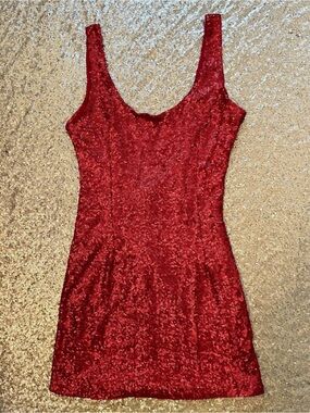Tobi Red Sequin Got Your Back Bodycon Dress - Small